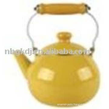 color enamel kettle with SS and wooden handle